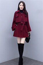 芷墨冬装新款时尚毛呢外套时尚斗篷外套女双排扣毛呢外套，商品下架区，芷墨服饰