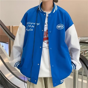 春秋季撞色字母潮流棒球服韩版高街百搭夹克拼接外套男 W3684-P54图片