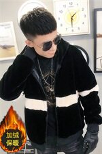 撞色仿皮草加绒棉服社会小伙加厚男棉衣保暖外套C301B-PC02，男装棉衣，电商C301B