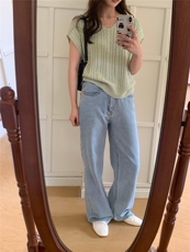 夏季新款短袖t恤女薄款圆领针织宽松百搭半袖上衣，女装T恤，斯尔特羊绒