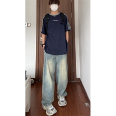 24T101-特P45夏装潮流圆领领口手工钉珠装饰男女短袖T恤，男装T恤，电商B327