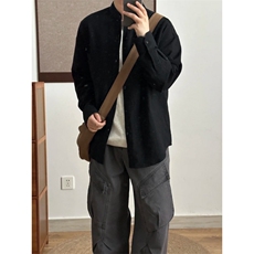 长袖立领仿麻休闲衬衫1302-GC67-P40控68成分100棉，男装衬衫，星座1302