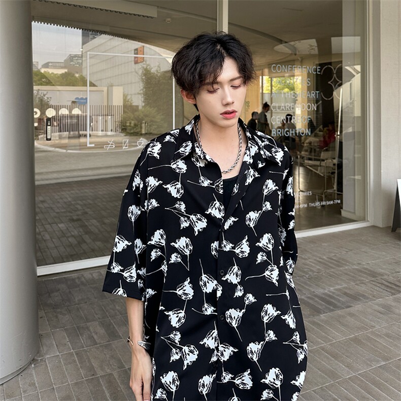 潮男玫瑰花衬衫A071-T20-P38,男装衬衫,电商A071