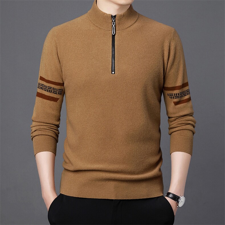 CM61109钱塘2020-2中年男士冬季厚款半高领商务休闲羊毛衫P160,男装针织衫/毛衣,钱塘207-2