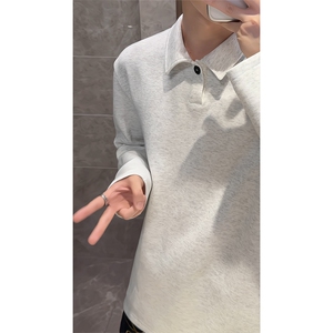 美式复古纯色翻领套头卫衣男女宽松休闲百搭POLO衫T恤W4710-特P26图片