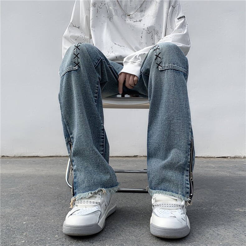 美式高街vibe潮牌牛仔裤休闲长裤直筒裤男裤W9986-P65控88图片