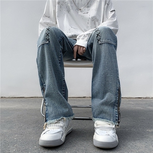 美式高街vibe潮牌牛仔裤休闲长裤直筒裤男裤W9986-P65控88图片