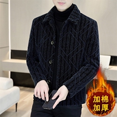 冬季新款男士商务休闲翻领加棉加厚毛呢大衣短款夹克外套A75P140，男装夹克，电商B226-2（原B217-2）