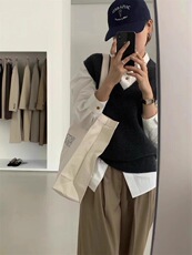 2025年秋季常规时尚百搭通勤元宝马甲，女装马甲，雪真羊绒