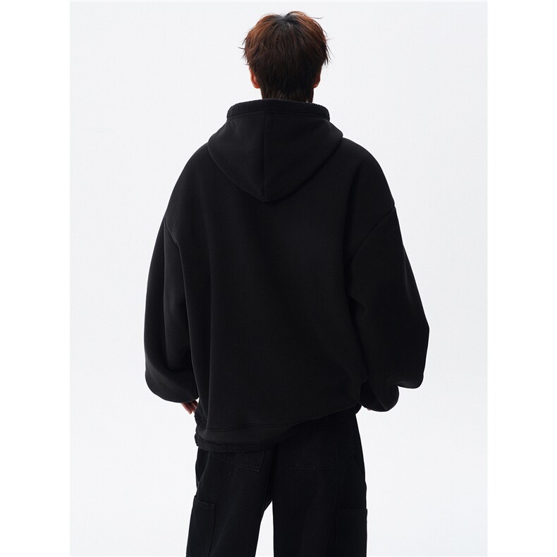 WY10196-特P65重磅连帽美式大码加厚绒感半高领卫衣上衣外套,女装短外套,电商A059