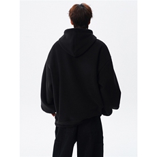 WY10196-特P65重磅连帽美式大码加厚绒感半高领卫衣上衣外套，女装短外套，电商A059