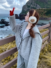 新款2026冬季新款韩系针织领毛毛外套7829-P220-K328，女装短外套，2C057