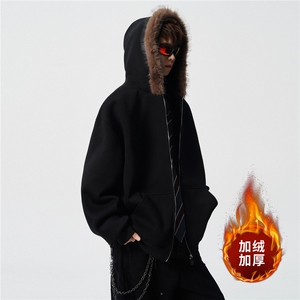 重磅580G！2025秋冬男士毛领开衫卫衣保暖外套WY90特P75图片