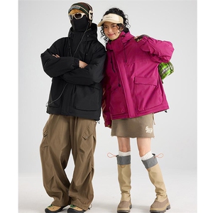 现货5W件冬季三防美式boxy解构连帽雪山冲锋衣棉衣男女棉服厚外套图片