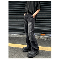 网络图现货美式高街牛仔裤男潮牌个性显高设计感休闲裤R8877-P58，男装休闲裤，星座1005-4