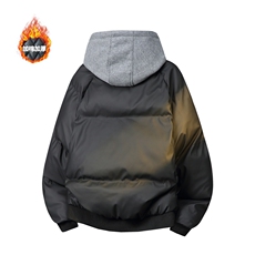 一体毛假两件pu皮短款棉服男款冬季加厚棉袄连帽外套特P95，男装皮衣，电商C306-1