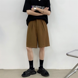摩卡棕西装短裤男ins风韩系宽松垂感潮流休闲五分裤夏季DK36-P48图片