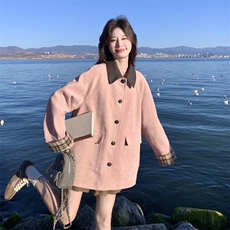 已出大货【26春新款】麂皮拼接外套2D001-6752-P165-K268，女装短外套，2D001