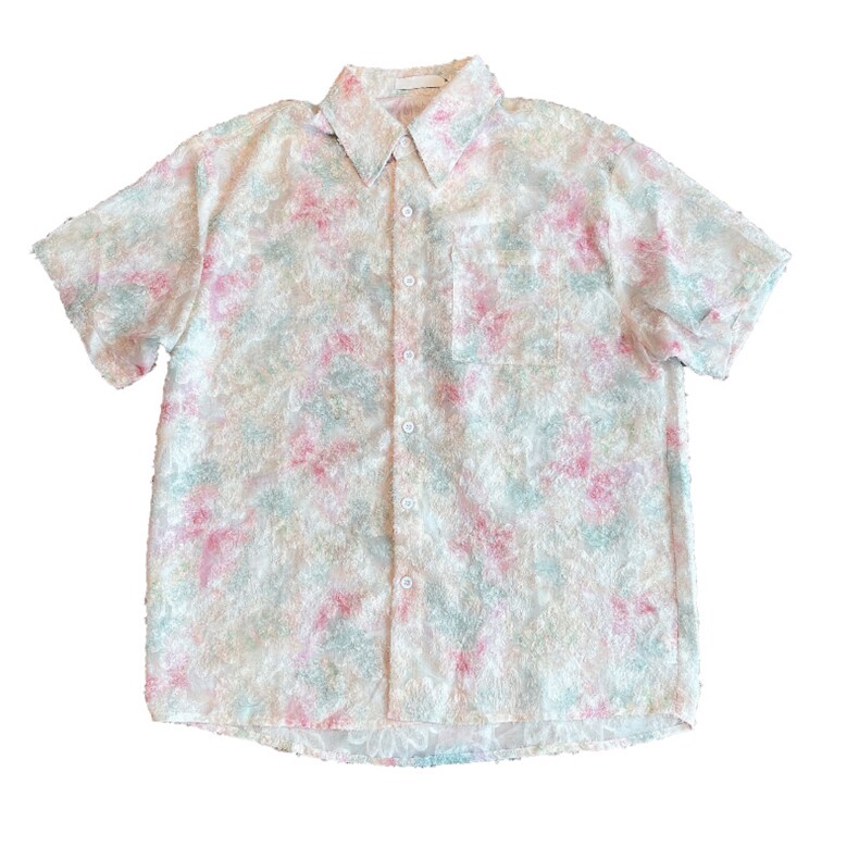 夏季韩版小众设计感男士流苏碎花衬衫短袖潮流薄款宽松0252-P55,男装T恤,电商B267
