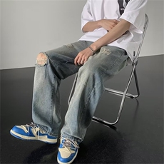 高街破洞牛仔裤男韩版潮流痞子帅气个性2026夏季ins长裤RK237-P42，男装牛仔裤，星座412
