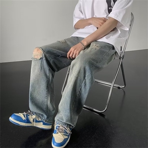 高街破洞牛仔裤男韩版潮流痞子帅气个性2026夏季ins长裤RK237-P42图片