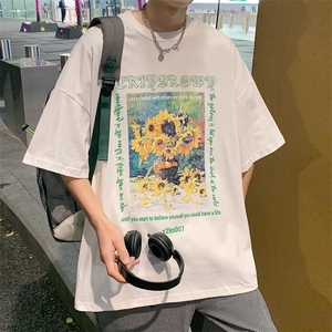 1港风休闲运动情侣大码中性潮短袖T恤男DT7707P25控38图片