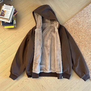两面穿现货重磅短款座山雕棉衣男女双面穿毛毛绒棉服加厚外套