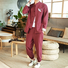 风唐装盘扣刺绣夹克中式居士服宽松大码汉服套装男A818-P115，男装夹克，钱塘788(原4013)