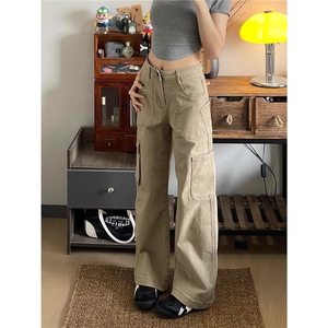 美式vibe工装牛仔裤女复古宽松直筒休闲阔腿裤子潮K01170-P55图片