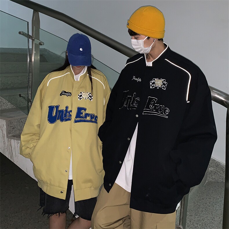 EQ92工装外套毛巾绣夜光条潮流夹克2024新款情侣装秋装女装P113,男装夹克,电商C306-1