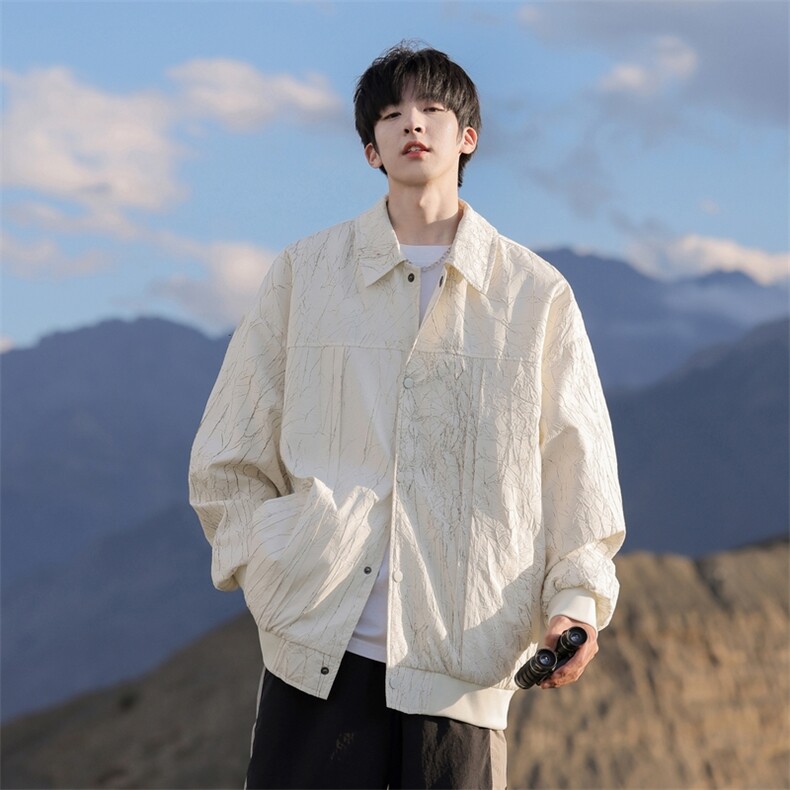 G0120-P82秋季新款日系cityboy肌理感翻领宽松夹克,男装夹克,星座109