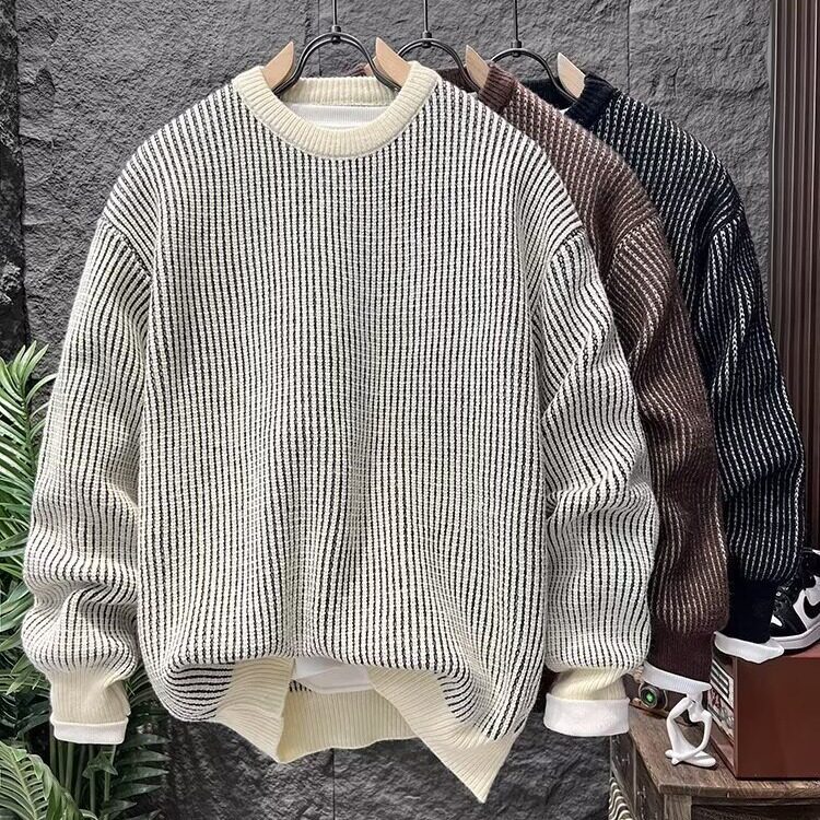 7061-P49气质文艺新款原宿长袖毛衣ins潮流流行时尚慵懒简约，男装针织衫/毛衣，电商B323A