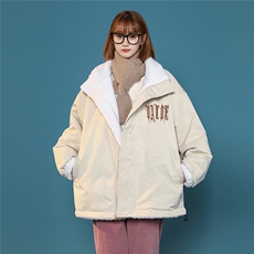 中性22冬季新品两面穿羊羔毛拼接立领保暖棉衣外套MY229P135控168，男装棉衣，A247A