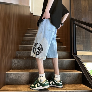 D2039-p48-控68  现货宽松cleanfit牛仔裤七分裤黑暗图片