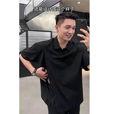 抖音--22号穿搭--小众排扣设计款针织面料pl03-TP5，男装Polo衫，电商A089-1