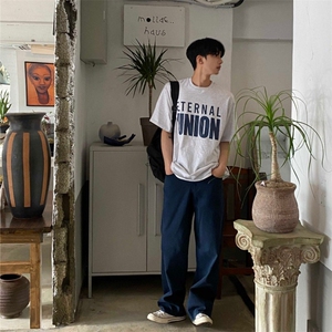 816B-T1021-P40 夏季印花短袖韩版T恤情侣半袖潮韩男学生ins图片