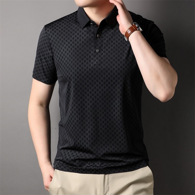 polo衫无痕短袖夏季潮牌2023新款半袖上衣宽松翻领t恤HP33905-P70,男装Polo衫,星座1105-3
