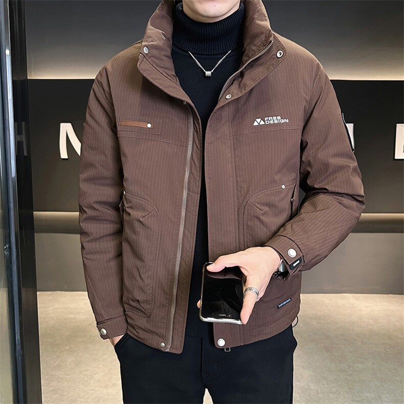 纯色无帽立领羽绒服休闲百搭上衣外套男A329-YR8802-P185图片