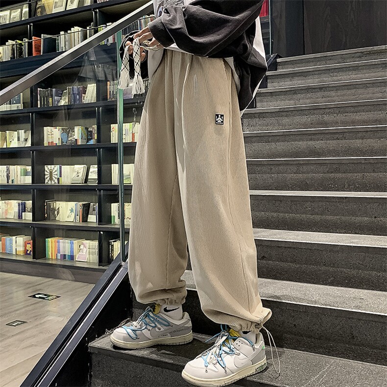 2023秋季新品港风纯色金属绣标运动裤长裤束脚卫裤男士K7396-P70,男装休闲裤,电商A441-1