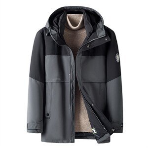 男装上衣厚款保暖连帽羽绒服中长款男士外套休闲冬季ZG2918-P360，男装羽绒服，电商B212（原钱塘6029）