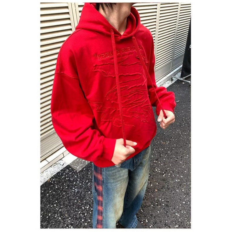 DW126-特P68龙年新年限定潮牌百搭红连帽情侣卫衣-网图现货,男装卫衣,星座603-2