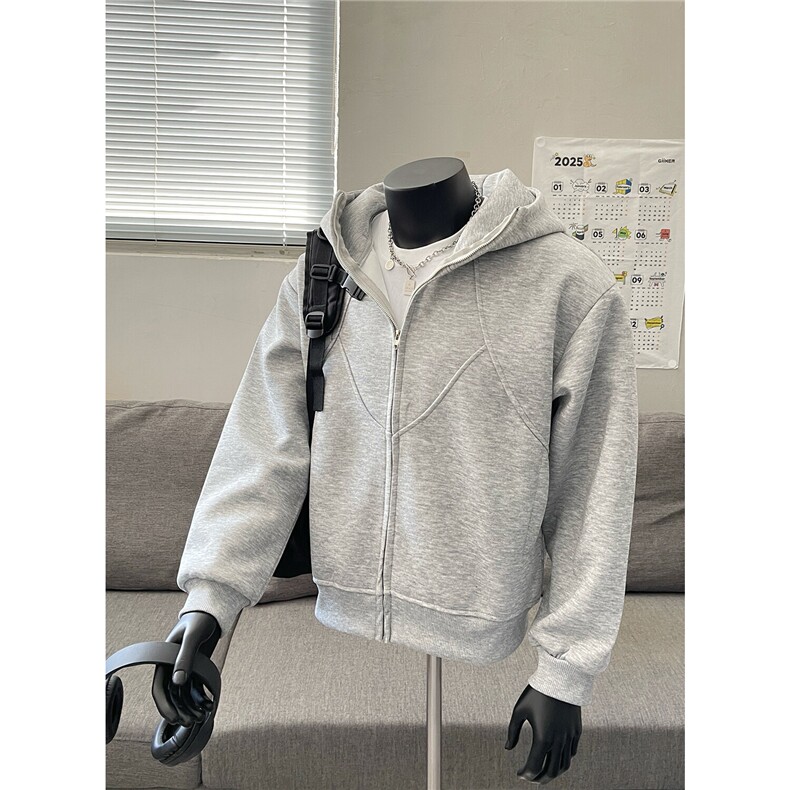 假模春秋新款硬挺连帽接拼宽复古潮开衫卫衣外套WT15-P68,男装卫衣,电商C310