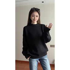 重磅秋冬男女纯色打底针织衫圆领套头半高领毛衣美式复古休闲上衣，男装T恤，电商A486