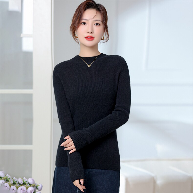 山羊绒衫女半高领秋季新款针织打底毛衣,女装羊绒衫,旭日羊绒