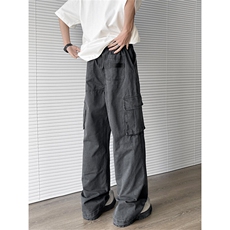 工装休闲裤男士春秋季痞帅炸街直筒宽松纯棉阔腿长裤子GA8201-p60，男装休闲裤，星座302B