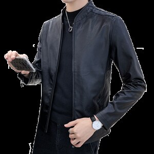 春秋韩版潮流帅气修身PU皮衣男短款青年皮夹克机车服外套813-P55图片