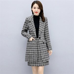 单件/两件套 洋气格子毛呢套装职业裙2025春秋季韩版女装气质外套图片