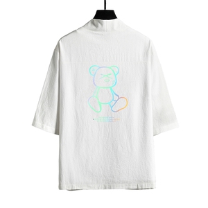 HF59139-P40风汉服男开衫外套七分袖道袍 网格挂拍图片