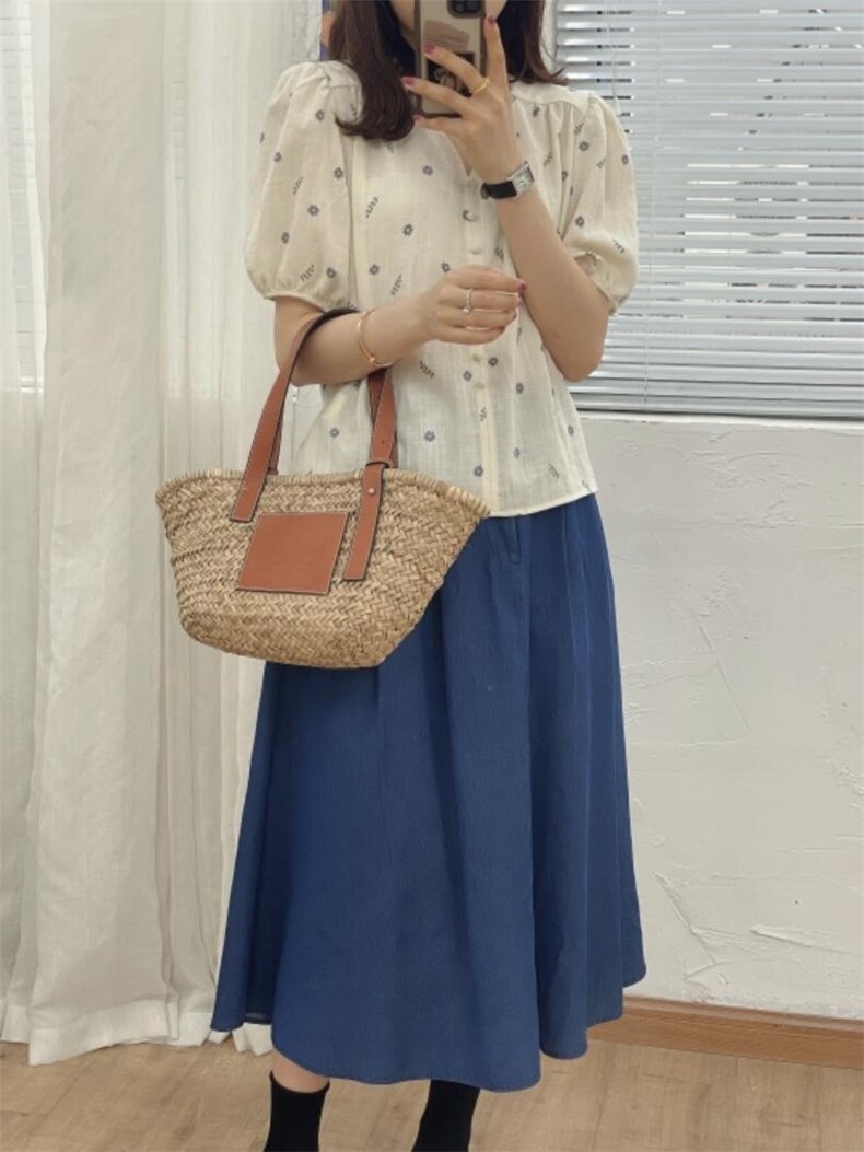 夏季碎花麻料上衣，女装，晗梦轩