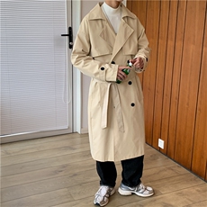 风衣外套男中长款英伦风纯色青少年bf潮流ins新款现货W1429-P65，男装风衣，星座512-4